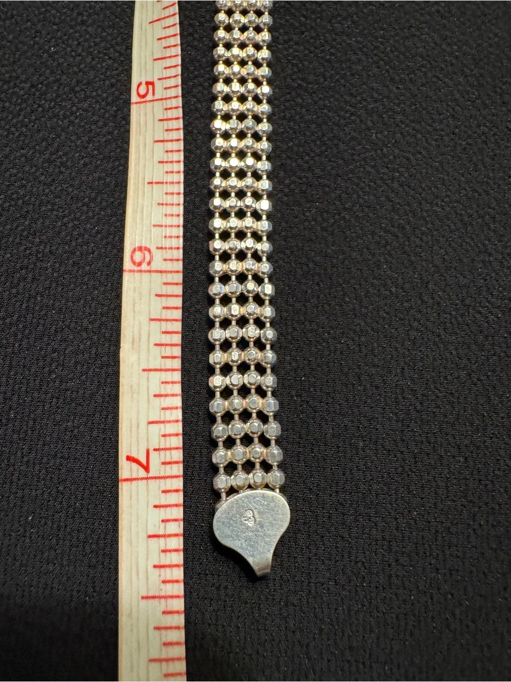 Sterling Silver Faceted Bead Mesh Bracelet 7.5”